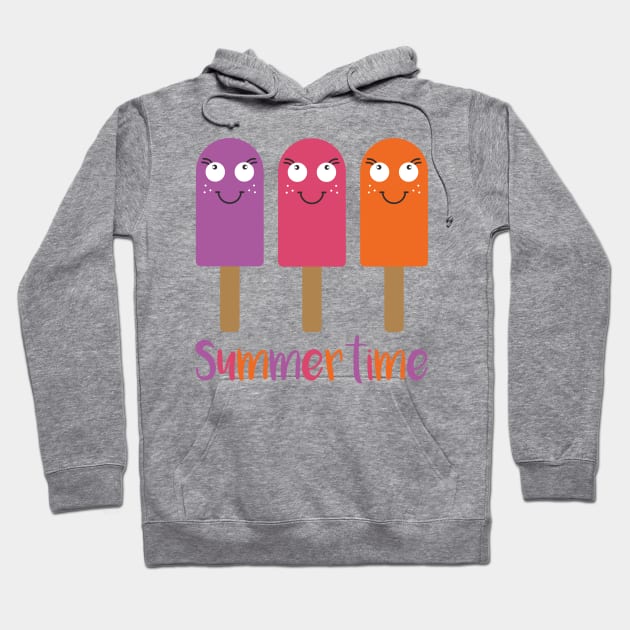 Happy Smiling Summertime Ice Cream Lollies Hoodie by Rhubarb Myrtle